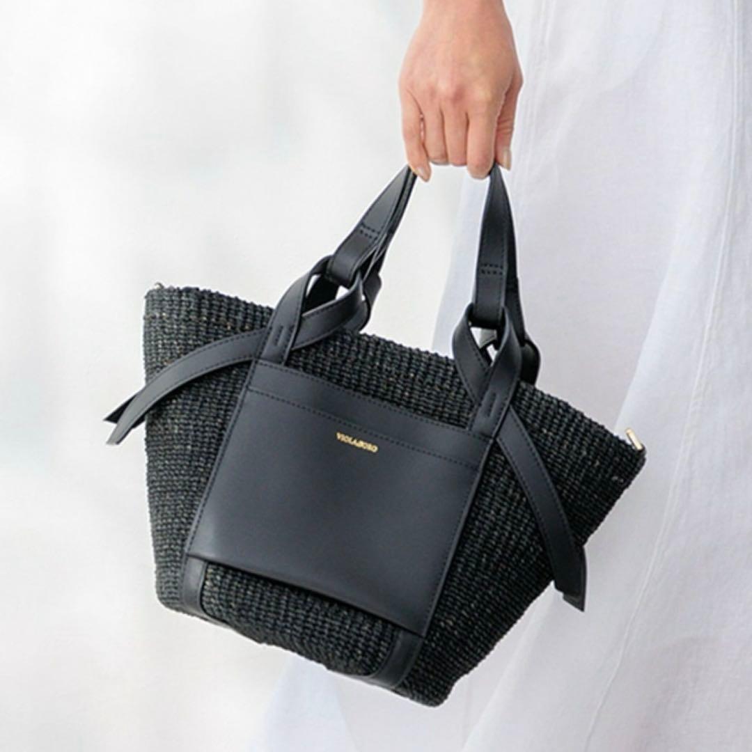 【新品】ヴィオラドーロMIRO アバカ 2WAYレザーポケットトート