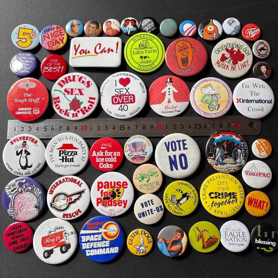 ヴィンテージ缶バッジ300個OVER ／US／UK VINTAGE
