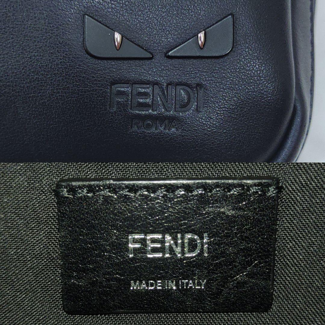 フェンディ モンスター カメラバッグ ショルダーバッグ レザー×ナイロン 紺×黒