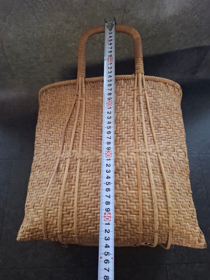 籠バック　竹細工 籠バック アンティーク　竹編バッグ　マルシェバッグ