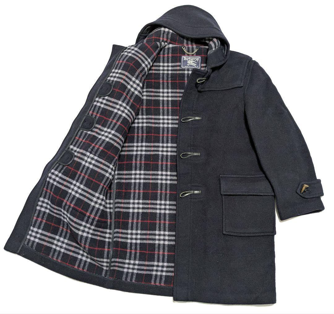 Burberry ダッフルコート ネイビー ノバチェック ウール100% XL