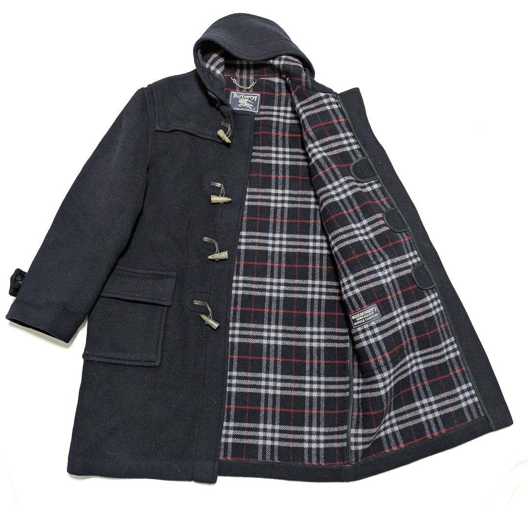 Burberry ダッフルコート ネイビー ノバチェック ウール100% XL