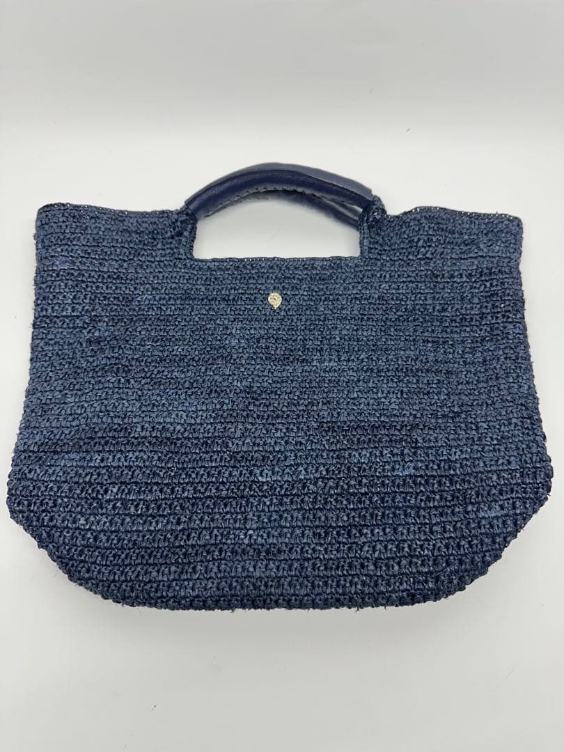 【美品】ヘレンカミンスキー カゴ レザー トートバッグ A4◎ ネイビー