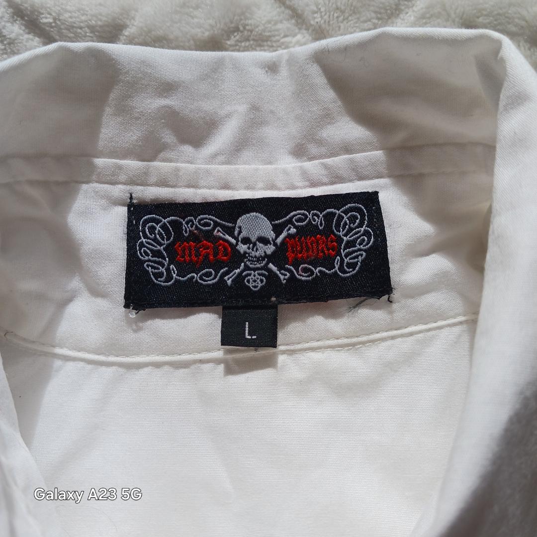 ゴス パンク ボンテージシャツ L 袖脱着式 レース ネクタイ スカルチェーン