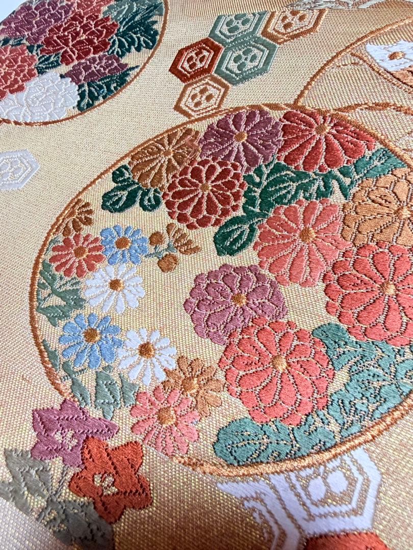 高級 袋帯 正絹 六通柄 西陣織 ゴールド 訪問着 留袖 色無地