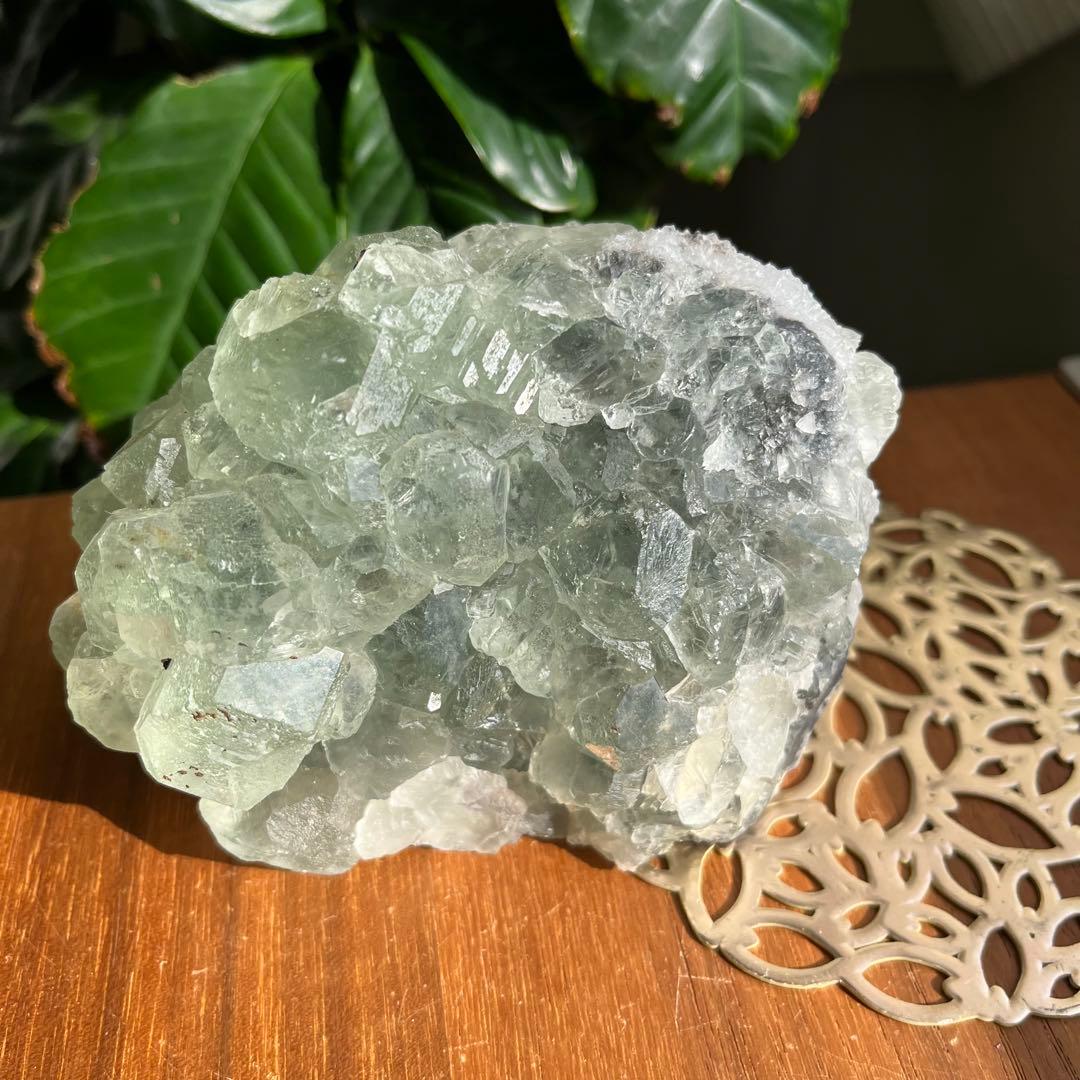 天然石 湖南省産 大型グリーンフローライト原石991g