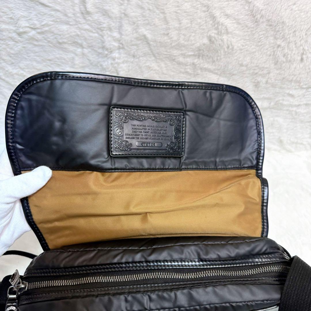 【極美品】ハンティングワールド　ショルダーバッグ　レザー　バチュークロス　黒