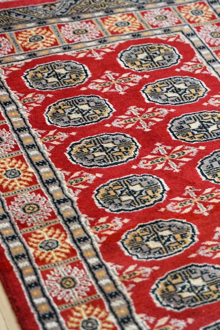 パキスタン手織り絨毯 トルクメンボハラ トライバルラグ 130×80cm