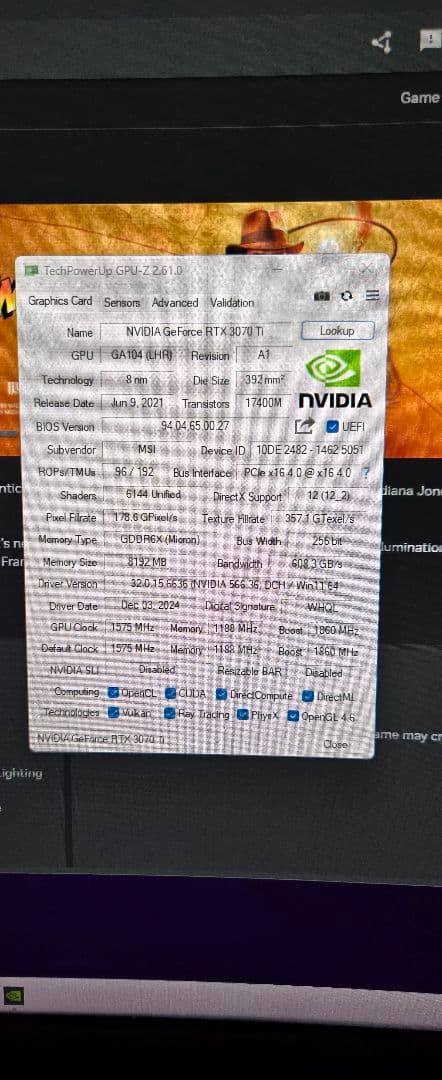 MSI GeForce RTX 3070 Ti SUPRIM 中古品