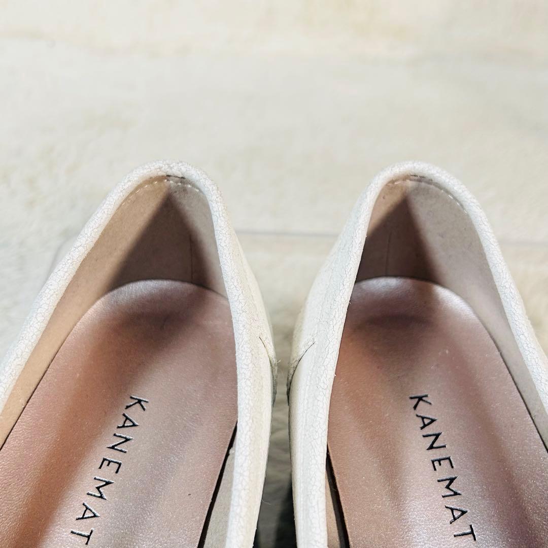 【未使用】銀座かねまつ チェーンローファー ホワイト系 トラックソール 22.5