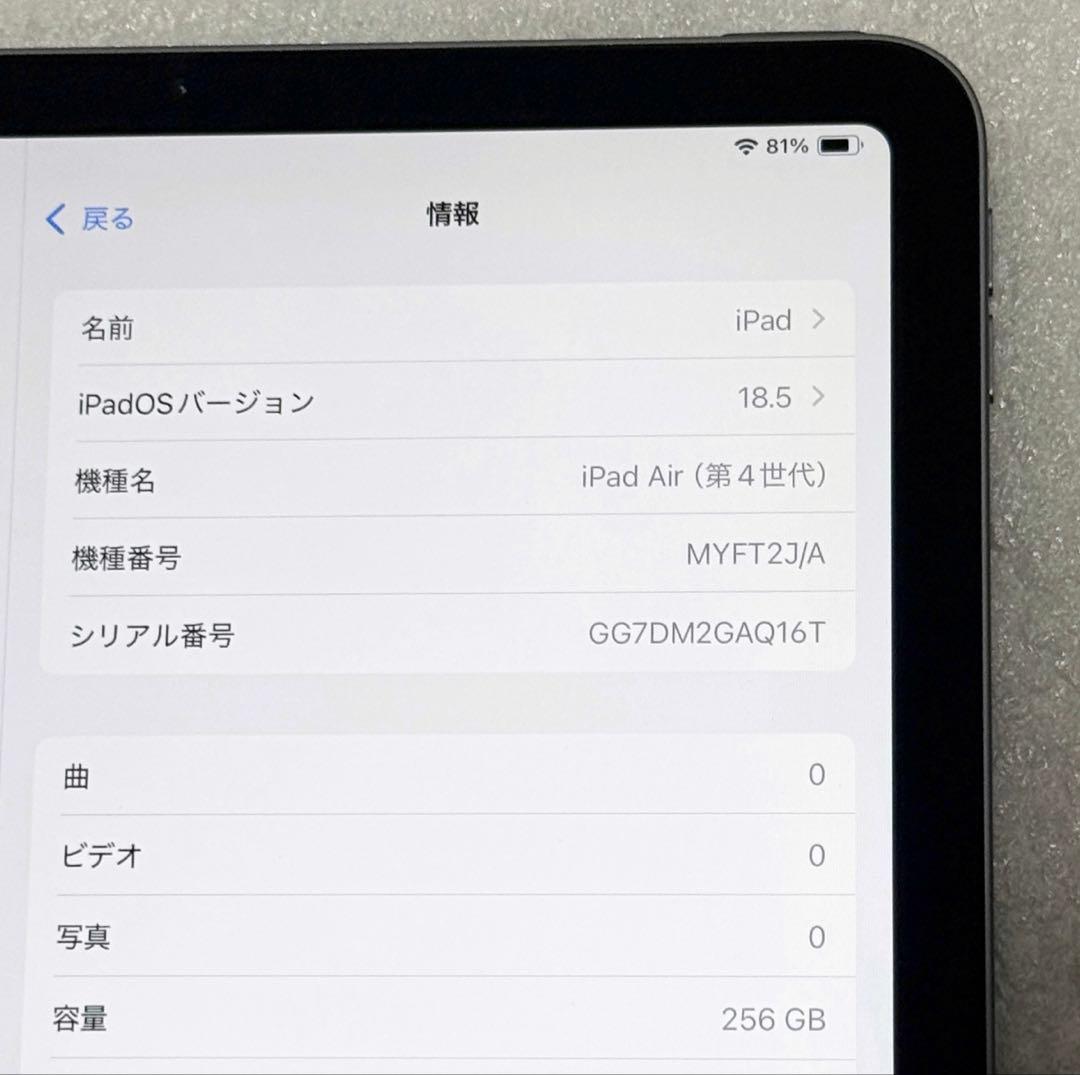 美品　iPad Air 第4世代 Wi-Fi 256GB スペースグレイ
