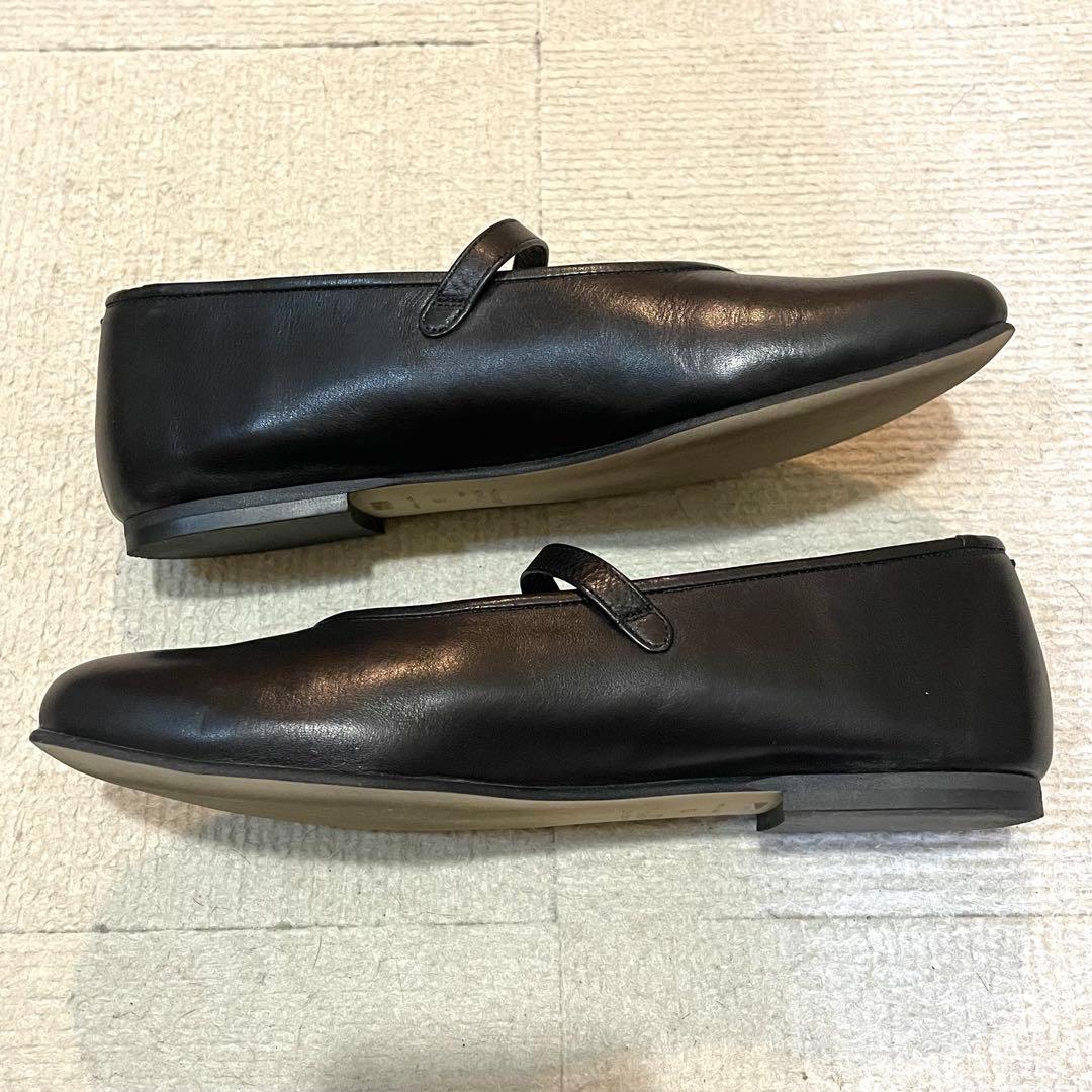 マーガレットハウエル ストラップ フラットシューズ メリージェーン 黒 23.5