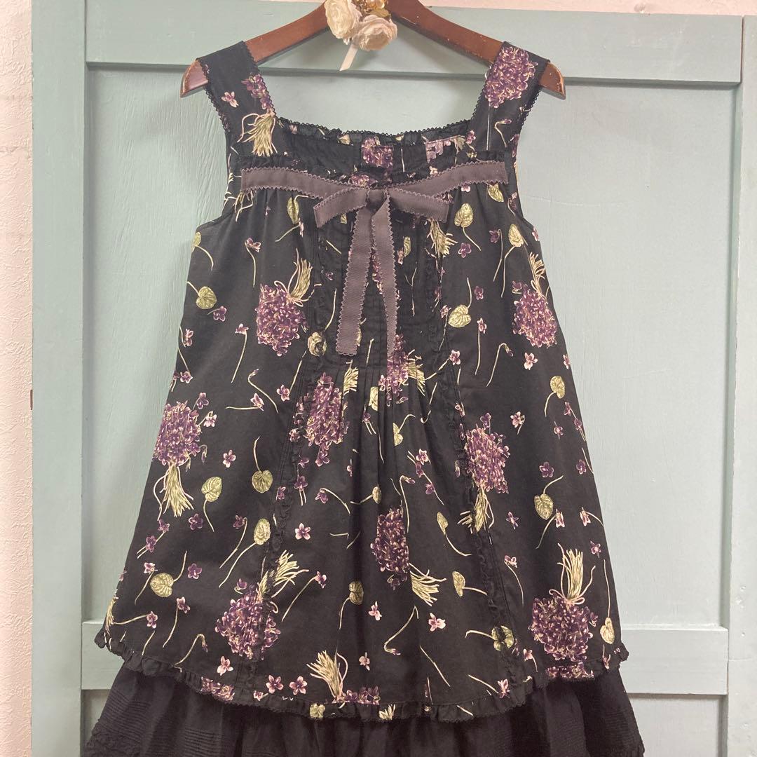 ピンクハウス 菫柄キャミソール 黒