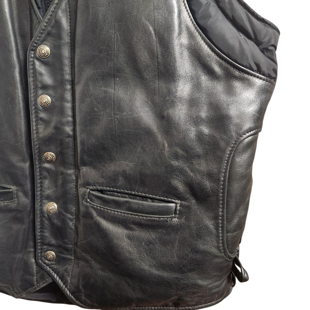 80s90s USA製 Schott レザーダウンベスト 40 グースダウン