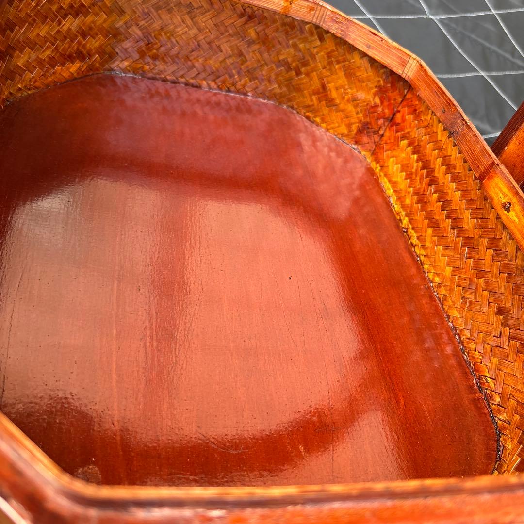 3段　竹細工？　アンティーク　収納ケース