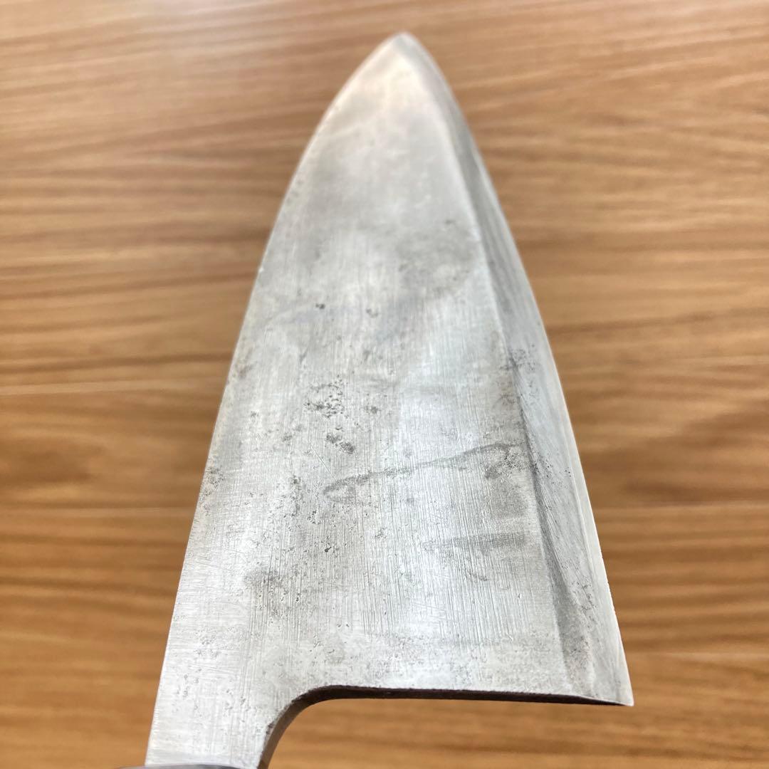 【二唐刃物 よし久】 高級黒檀柄 相出番 薄出刃 刃渡18cm 厚4mm