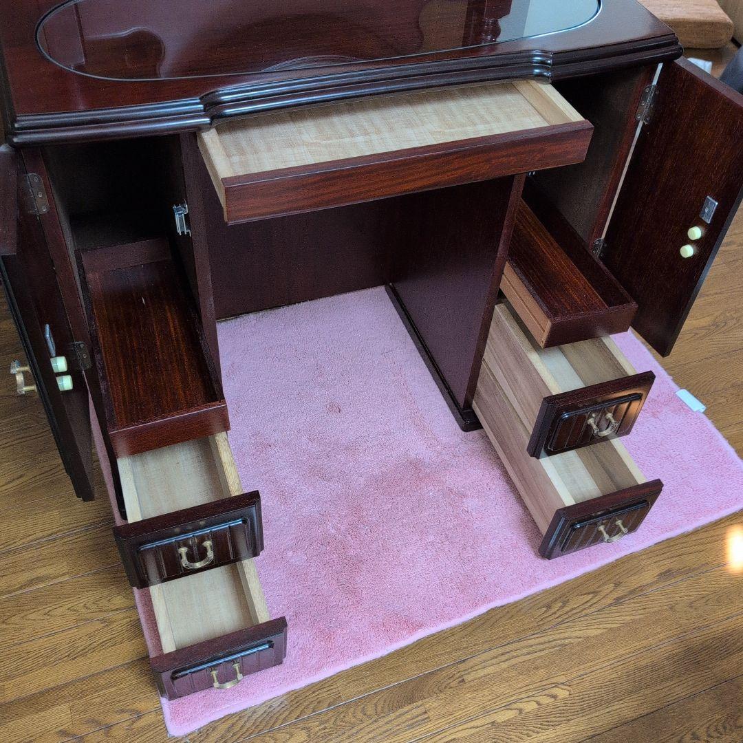 ダークブラウン ドレッサー・ミエミラー最高級銅引鏡　鏡台　美品 椅子別売り