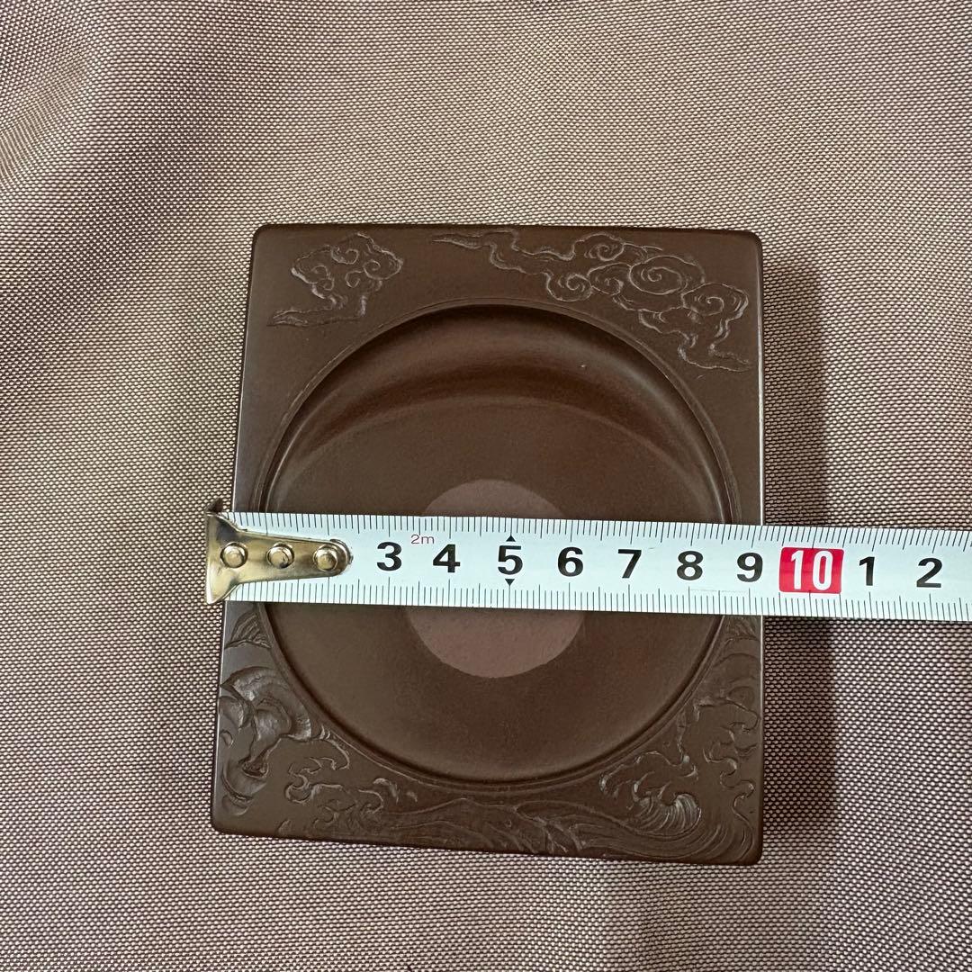 紅溪石硯 原口梅羊（梅羊刀）　書道具　宮崎県伝統工芸品　未使用品　骨董品