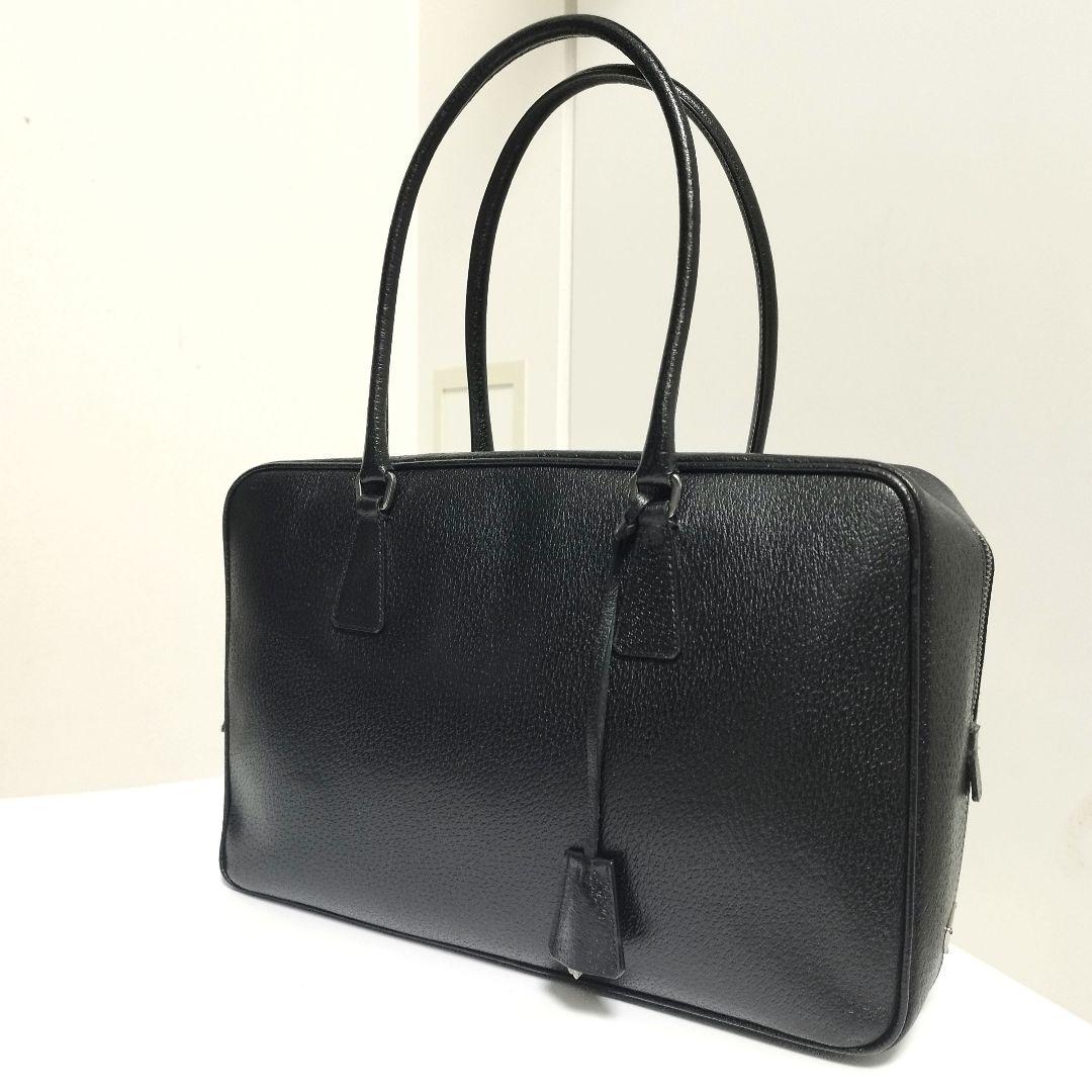 美品☆　プラダ　サイドロゴプレート　ビジネスバッグ　ブリーフケース　オールレザー