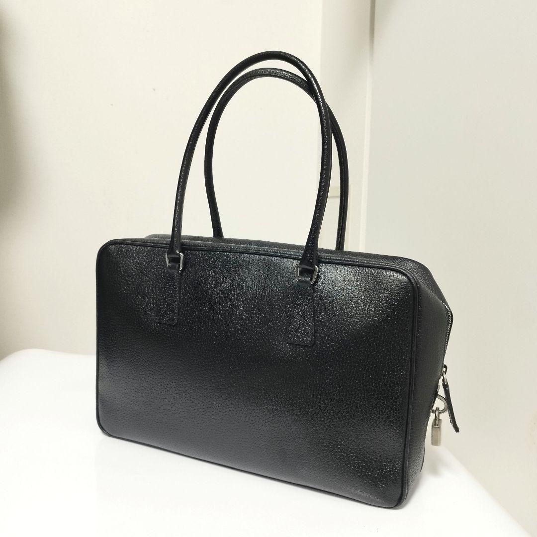 美品☆　プラダ　サイドロゴプレート　ビジネスバッグ　ブリーフケース　オールレザー