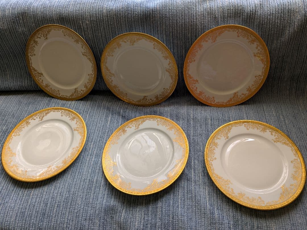 美品★アビランドリモージュゴールド装飾の陶磁器皿 22cm 6枚セット