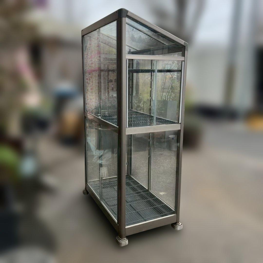 i＊ 【希少 】昭和アルミ ブルーリボン ネオラック ガラス温室 ショーケース