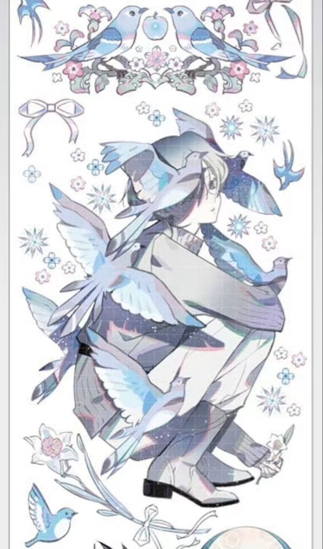 《在庫処分セール》海外　人物　マスキングテープ　墨魚 貝殼光7点、ホロ1点