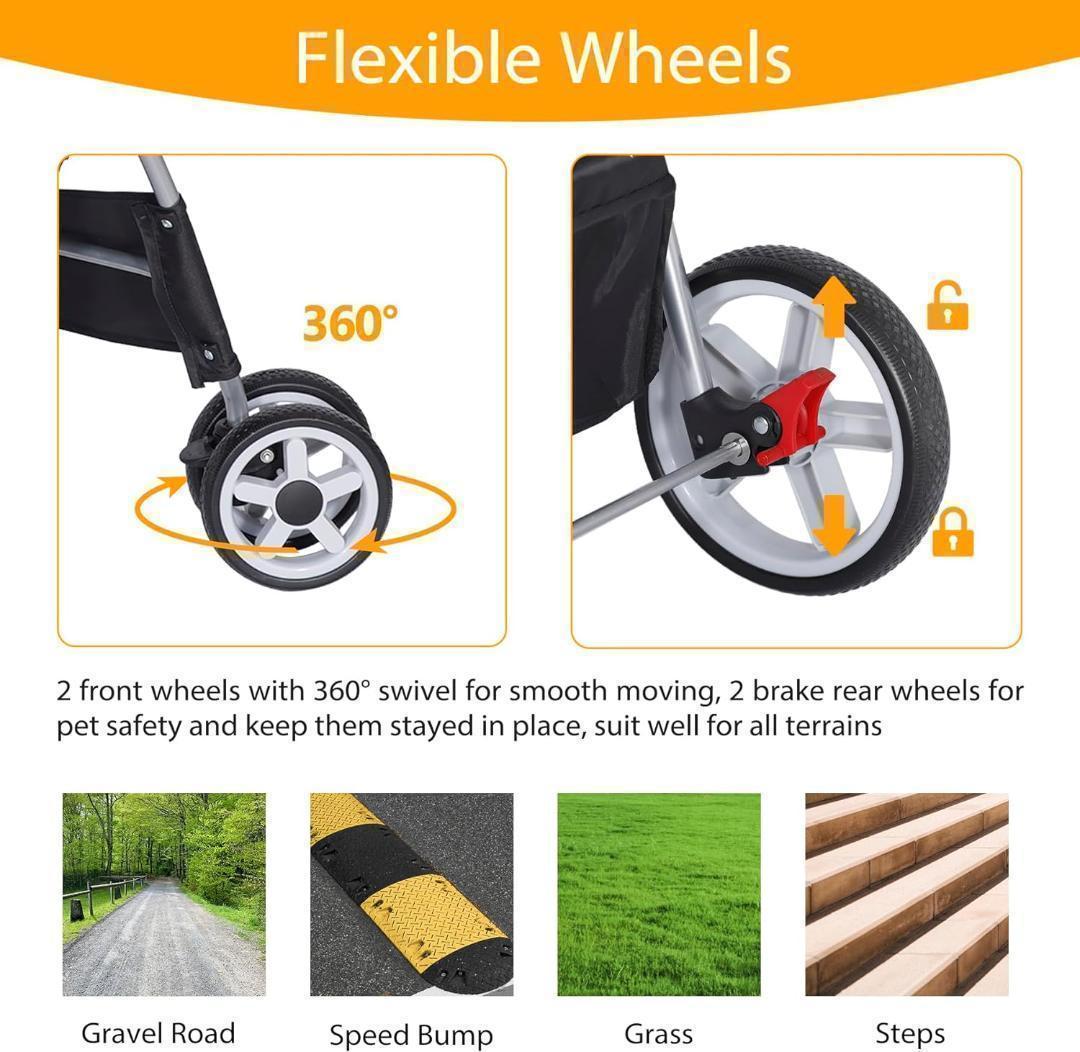 【M2798-103-65】ペットカート 4輪 折りたたみ 犬用カート