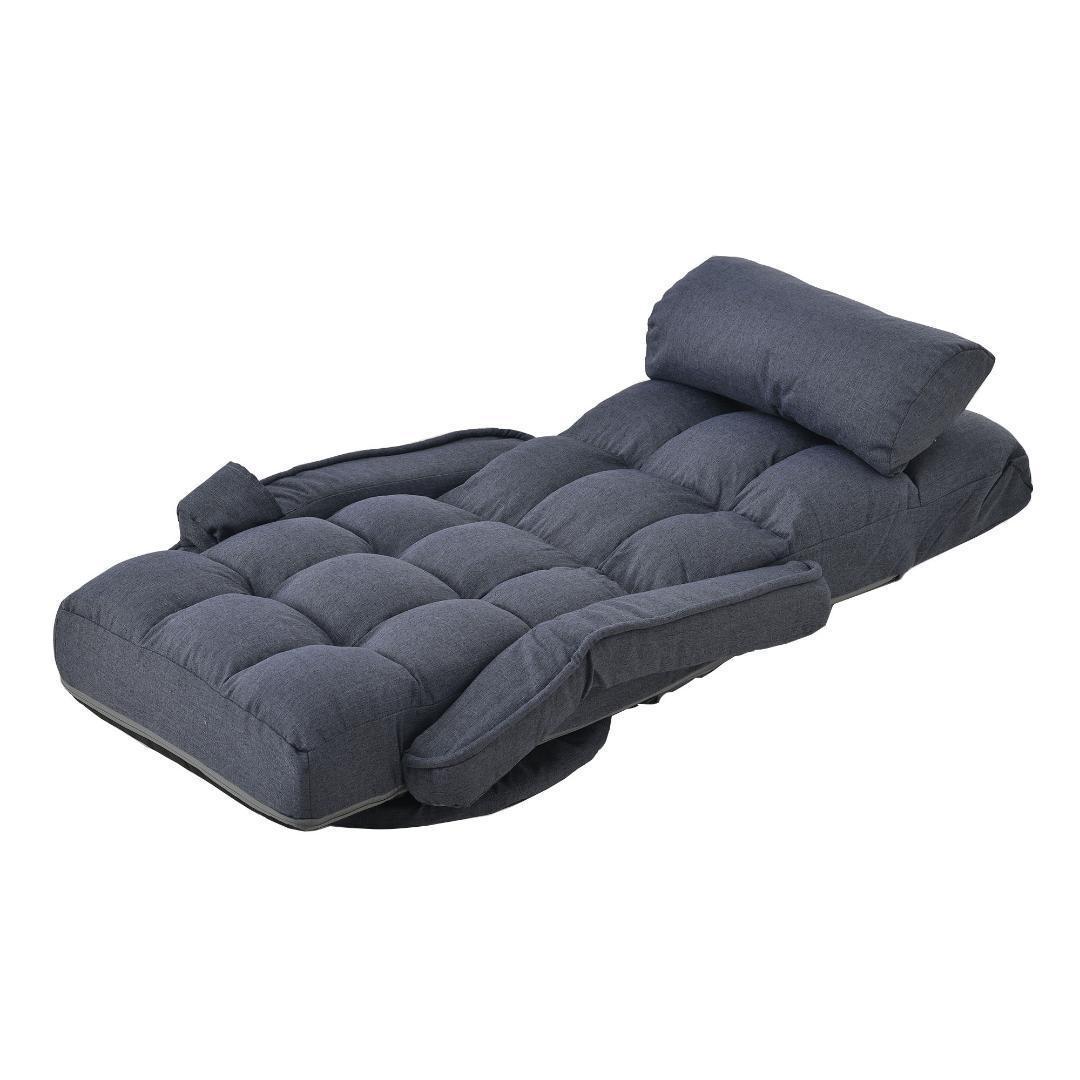 【ブルーグレ】回転式座椅子 肘掛け ハイバック 座いす リクライニング 1人掛