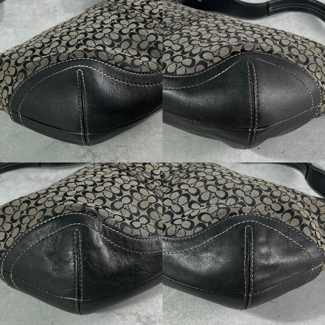 ✨美品✨コーチ　ハンドバッグ　肩かけ　ミニシグネチャー　ホーボー　ブラック