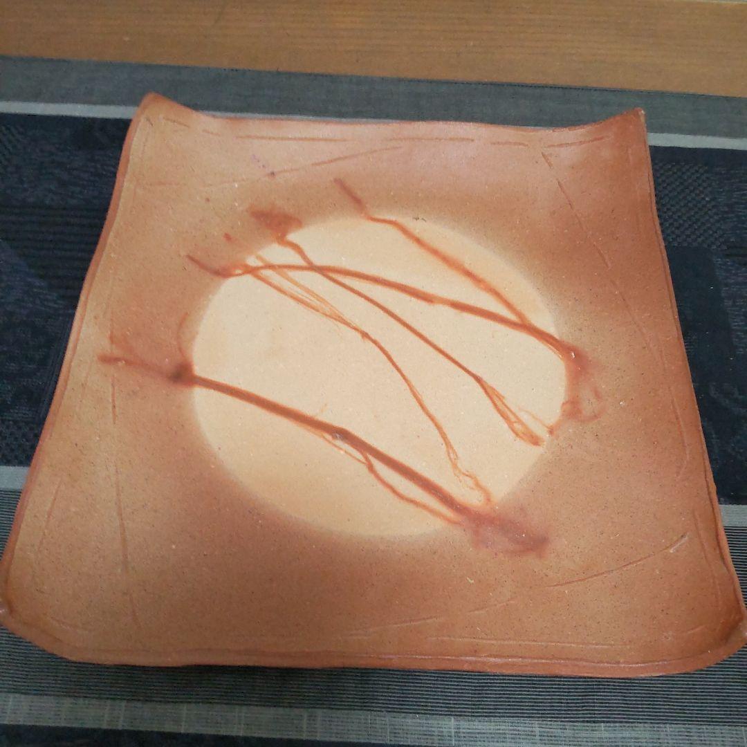 キレイな四方皿 2枚 備前焼 B