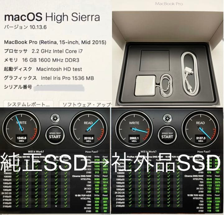 MacBook Pro 15インチ 16GB 2TB SSD 2015 カスタム