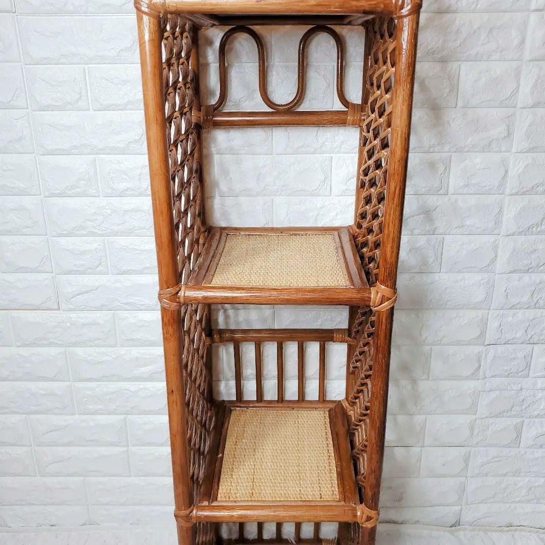 ヴィンテージ　Kazama　籐 ラタン シェルフ シェルフL　4段　自然素材