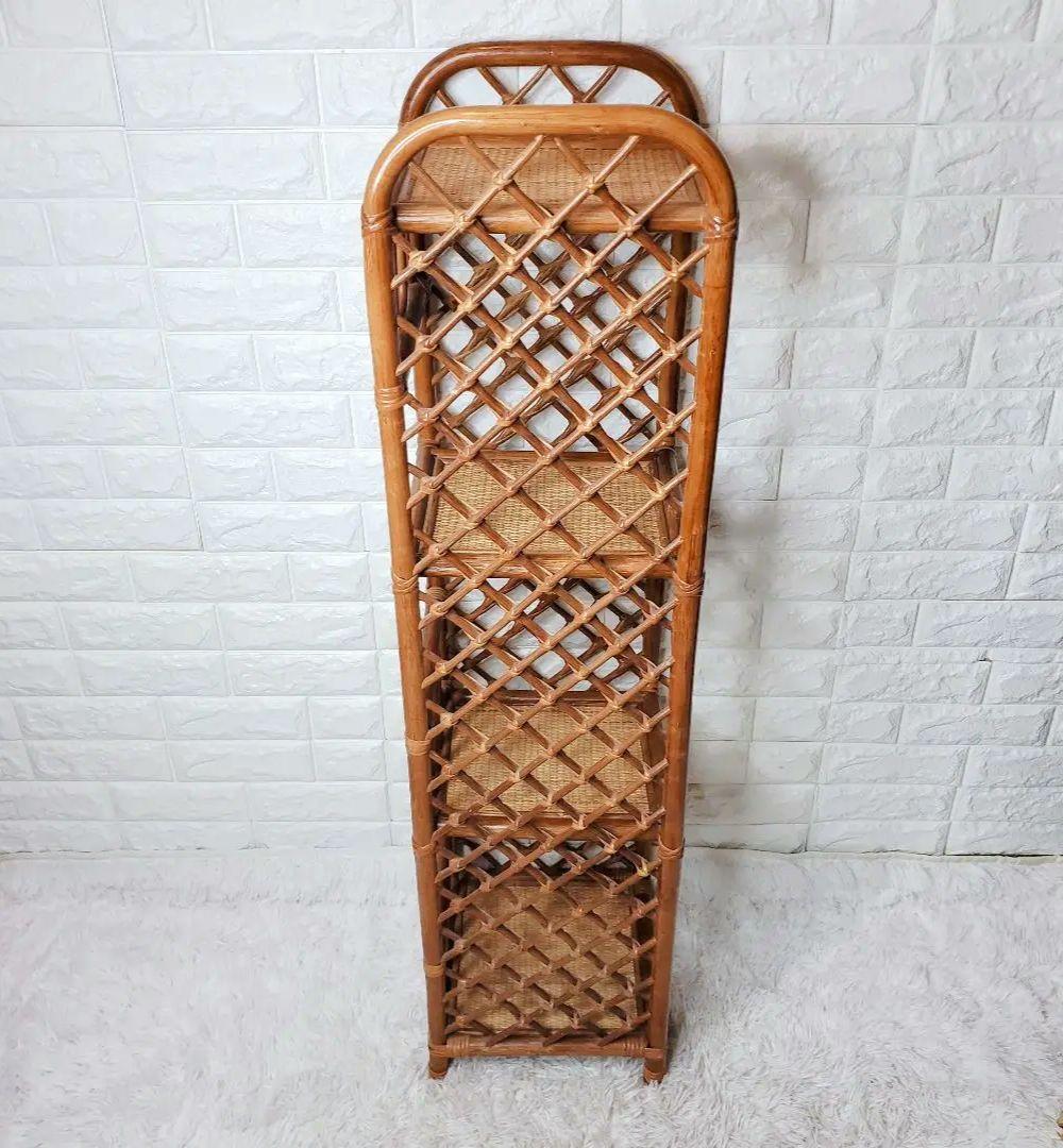 ヴィンテージ　Kazama　籐 ラタン シェルフ シェルフL　4段　自然素材