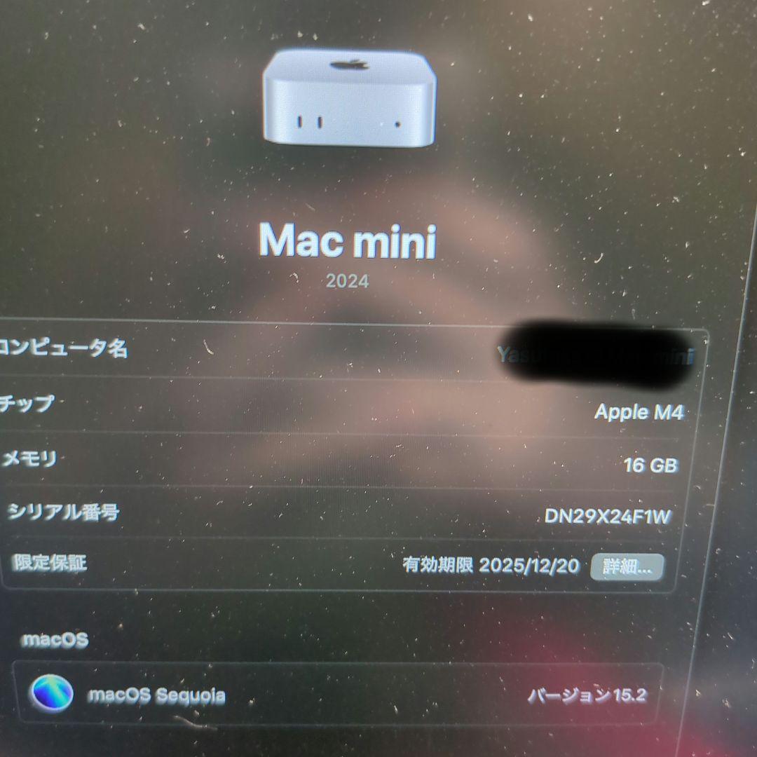 Macデスクトップ Apple Mac mini 2024 16GB M4 256GB