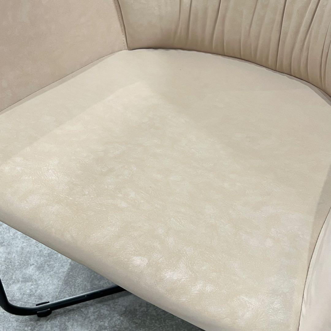 美品 ダイニングチェア ファブリックレザー アームチェア 接客椅子 カフェチェア