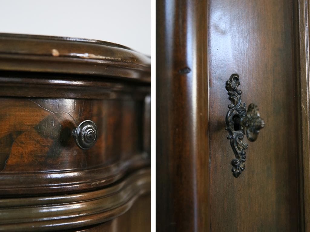 フランスアンティーク木製ホールテーブル机/サイドテーブル/飾り棚(90-90)