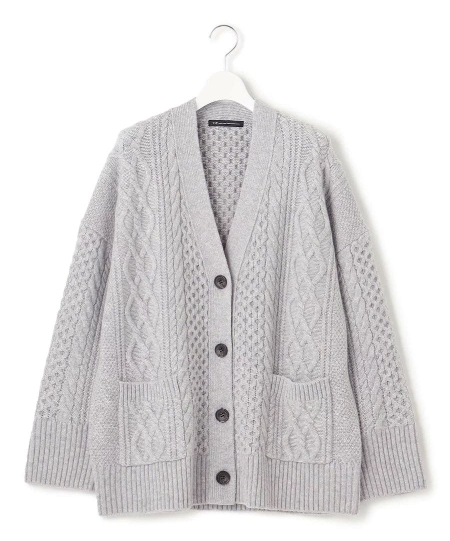 23区 ウールカシミヤ アランパターン カーディガン