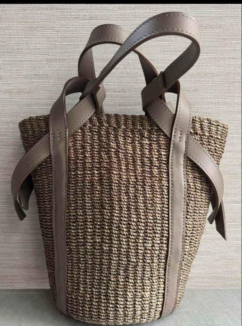 ヴィオラドーロ　レザーポケットかごバッグ　アバカ