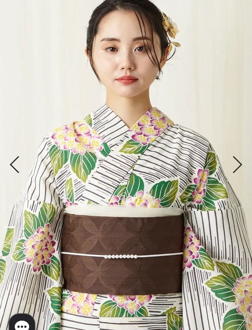 今季ふりふ 浴衣単品「あじさいボーダー」美品
