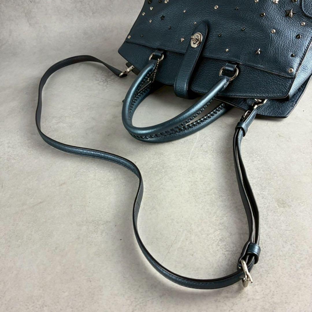 極美品✨コーチ 2way ハンド ショルダーバッグ オールレザー 本革 スタッズ