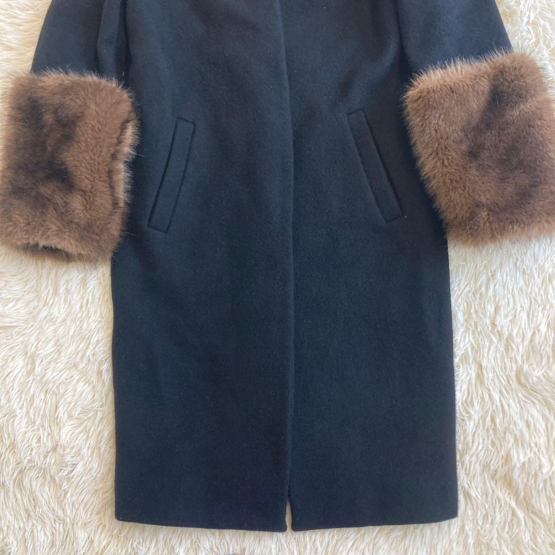 anuans ファートリムコクーンコート　ブラック