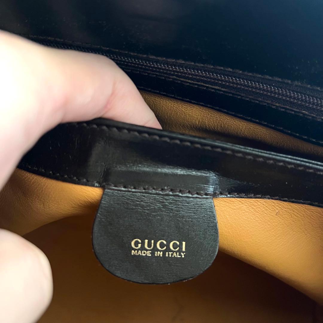 正規品 グッチ ショルダーバッグ ダークブラウン レザー 金具 ワンショルダー