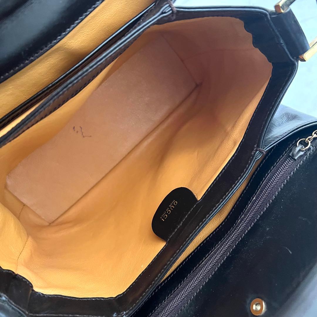 正規品 グッチ ショルダーバッグ ダークブラウン レザー 金具 ワンショルダー