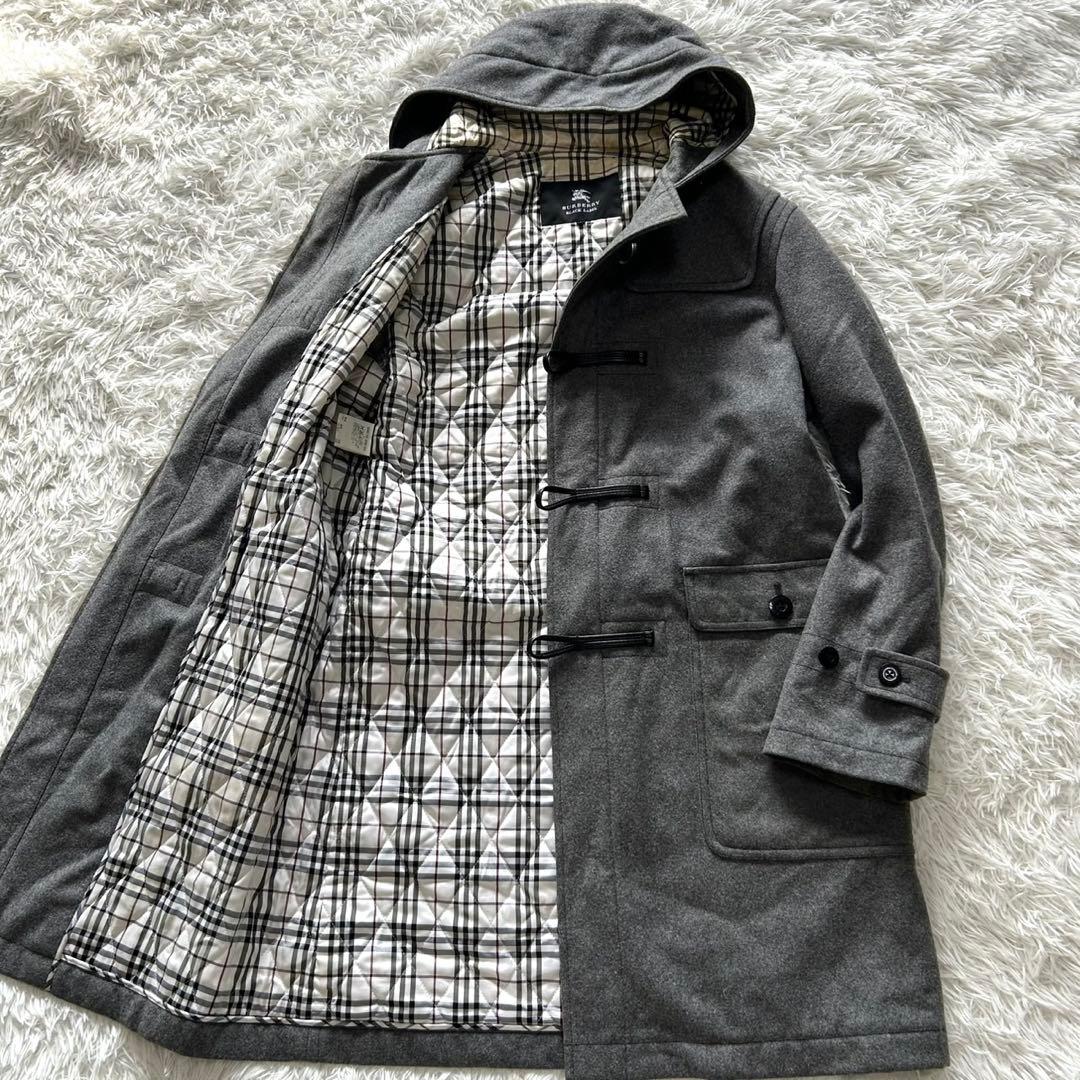 バーバリーブラックレーベル　ダッフルコート　カシミヤ混　裏地キルティング　グレー