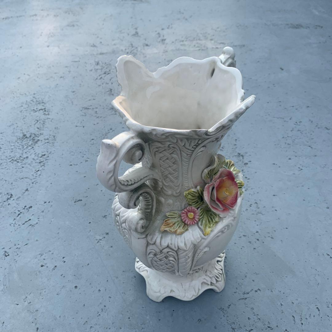 アンティーク花瓶イタリア製フラワーベース ロココ調クラシック 手描き