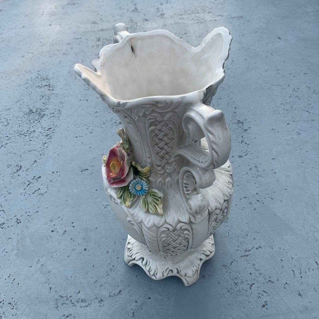 アンティーク花瓶イタリア製フラワーベース ロココ調クラシック 手描き