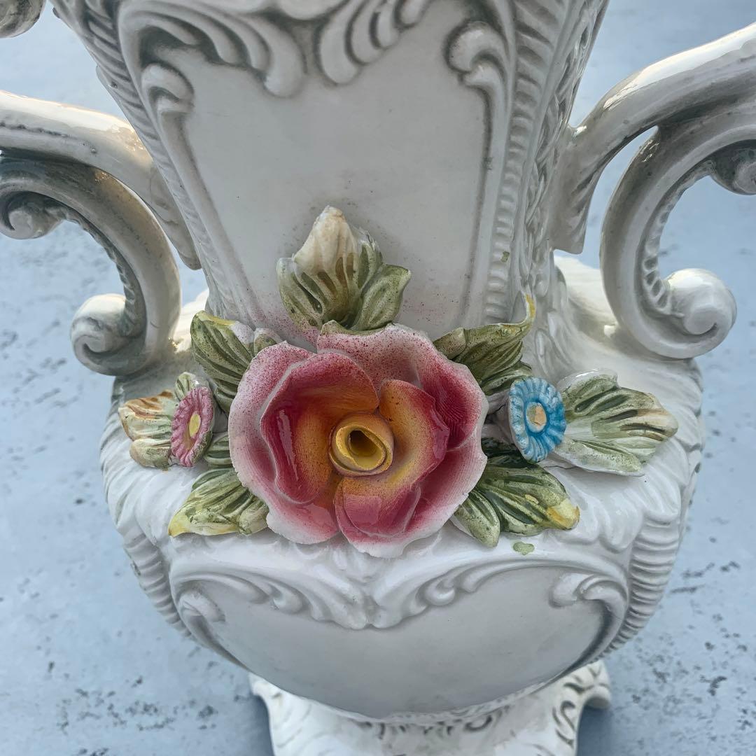 アンティーク花瓶イタリア製フラワーベース ロココ調クラシック 手描き