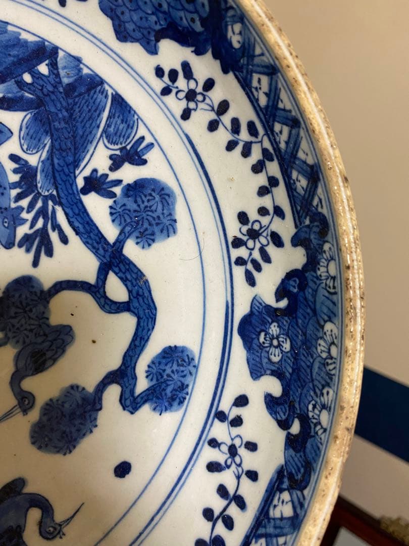 明末清初 大皿 唐物 花鳥 珍品 順治年製