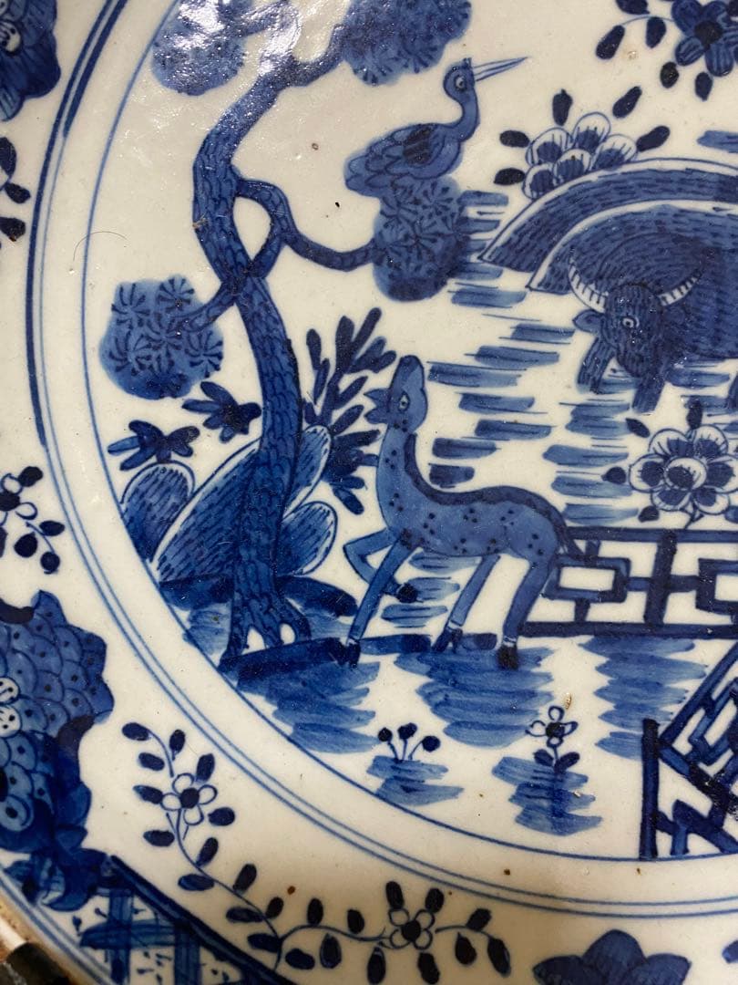 明末清初 大皿 唐物 花鳥 珍品 順治年製